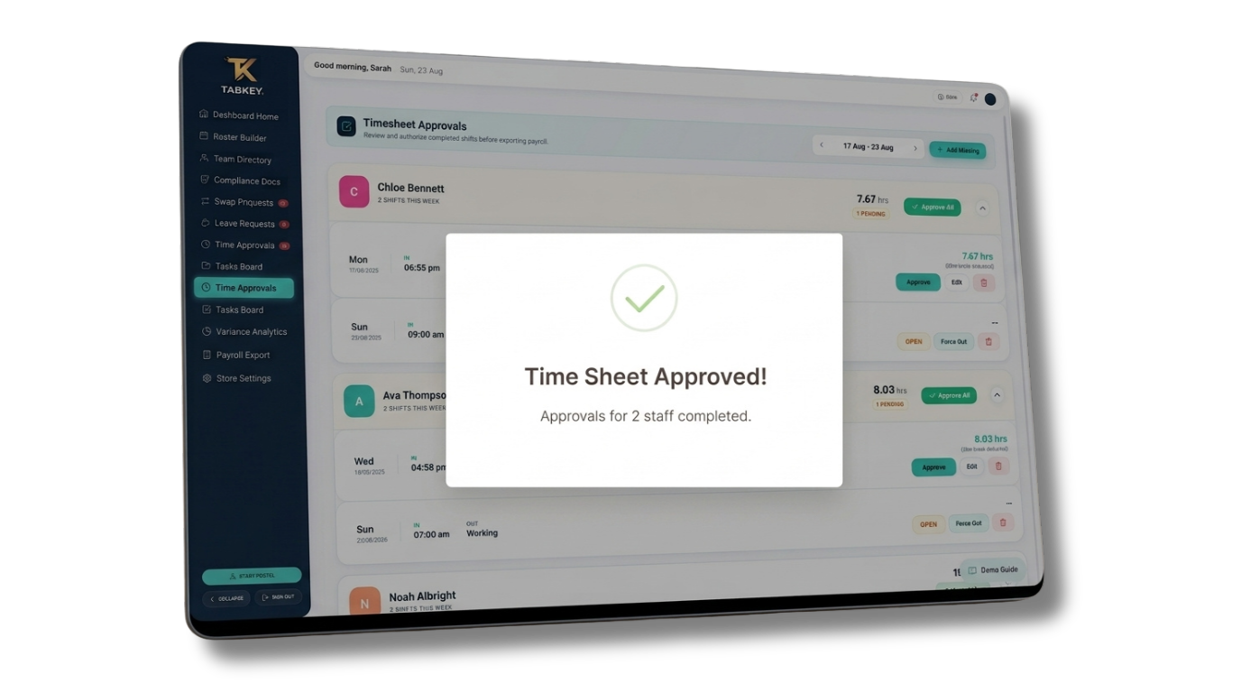 Reviewing and approving timesheet hours
